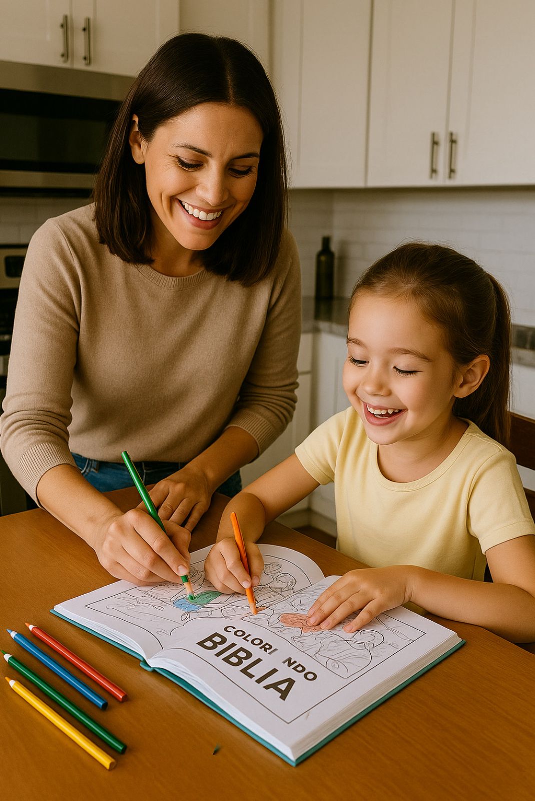 Família feliz lendo a Bíblia